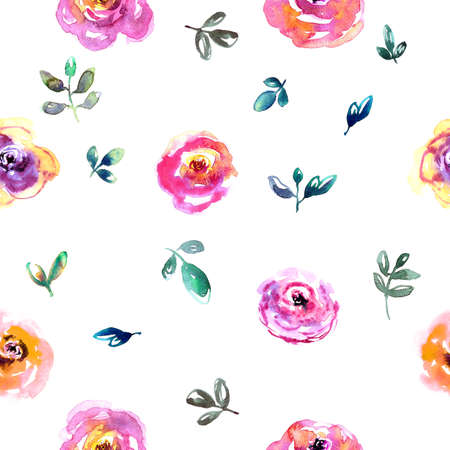 Watercolor flower pattern.の写真素材