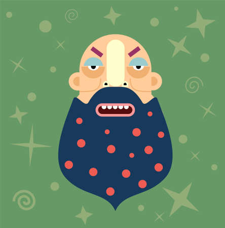Fantastic man portrait with beard. Vector avatarのイラスト素材