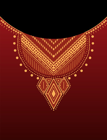 Embroidery Native necklace and jewelry, Bohemian fashion for T-shirt and dressing, Ethnic African decorativeのイラスト素材