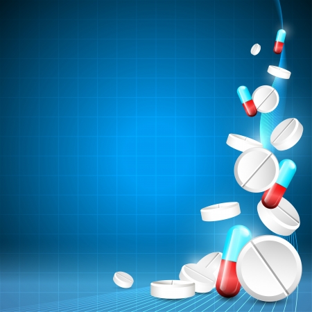 Blue medical background with pills and place for your textのイラスト素材