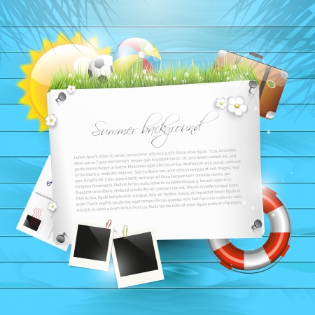 Summer background with empty paperのイラスト素材