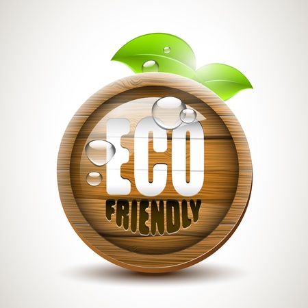 ECO friendly - glossy wooden iconのイラスト素材
