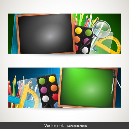 Set of school horizontal banners with copyspaceのイラスト素材