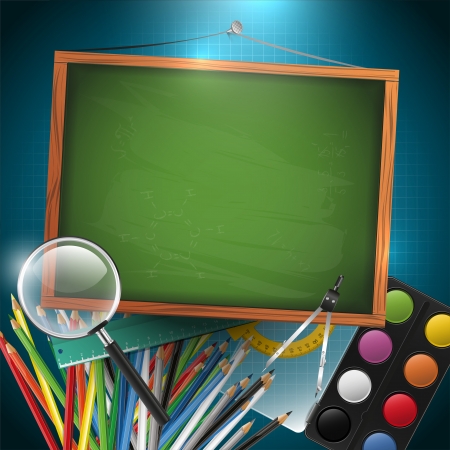 Modern school background with empty blackboard and place for textのイラスト素材