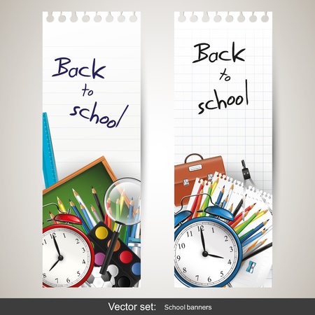 Set of two banners with school suppliesのイラスト素材