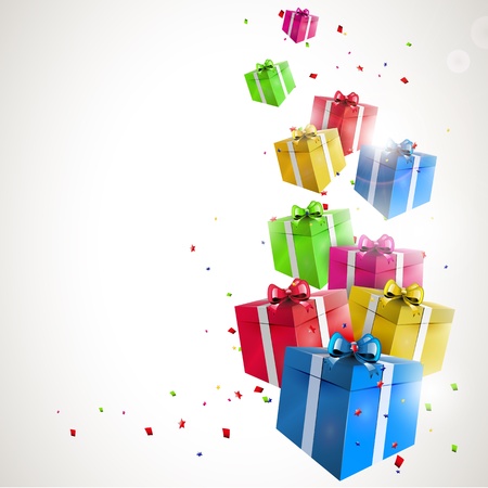 Flying gifts -background with copyspaceのイラスト素材