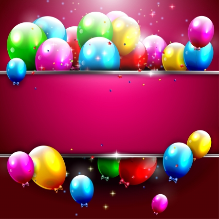 Luxury birthday background with colorful balloons and copyspace