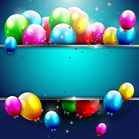 Luxury birthday background with colorful balloons and copyspace