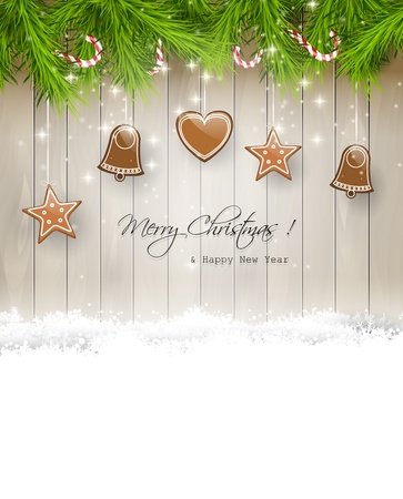 Christmas background with gingerbreads and place for textのイラスト素材
