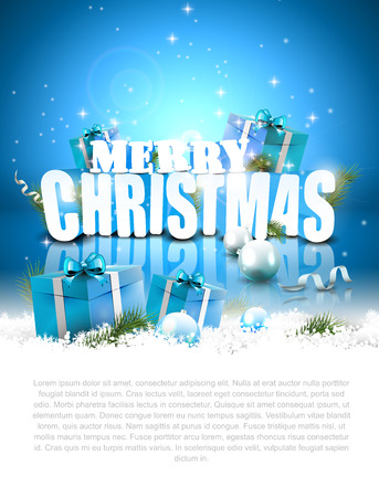 Modern Christmas background with gift boxes, branches and place for text
のイラスト素材