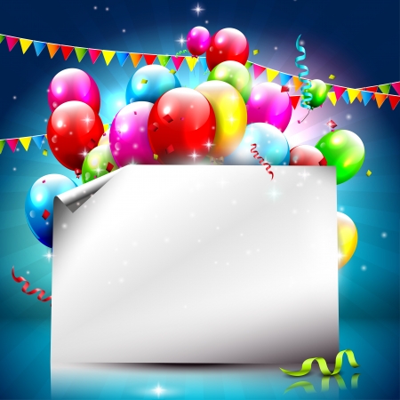Birthday background with colorful balloons and empty paper
のイラスト素材