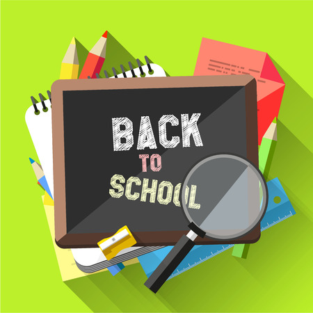 Back to School - Flat design background with empty chalkboard
のイラスト素材