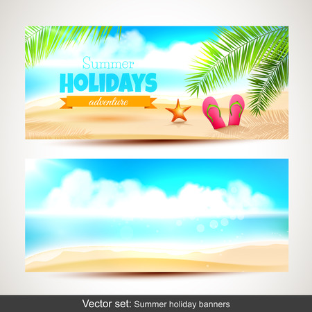Vector set of summer holiday horizontal banners
のイラスト素材