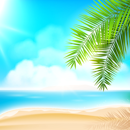 Sunny summer beach - vector backgroundのイラスト素材