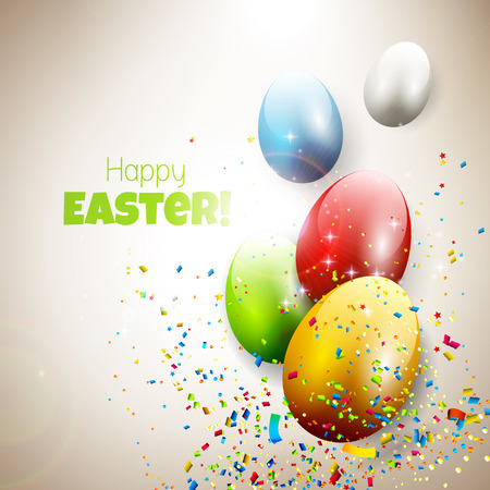 Modern Easter greeting card with colorful eggsのイラスト素材