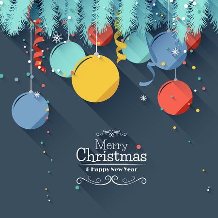 Modern Christmas greeting card - flat design style Modern Christmas greeting card - flat design style