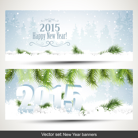 Vector set of two Christmas bannersのイラスト素材