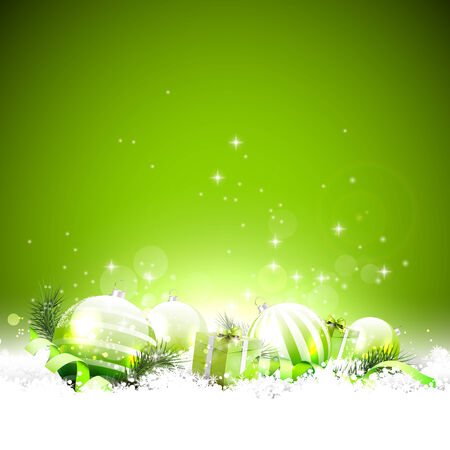 Luxury Christmas background with decorations in the snow and space for your textのイラスト素材