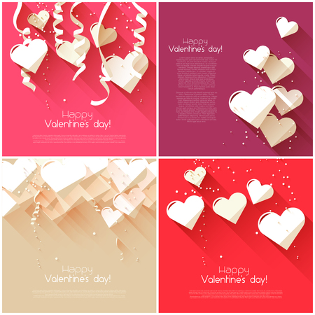 Vector set of Valentine's Day greeting cards - flat design styleのイラスト素材