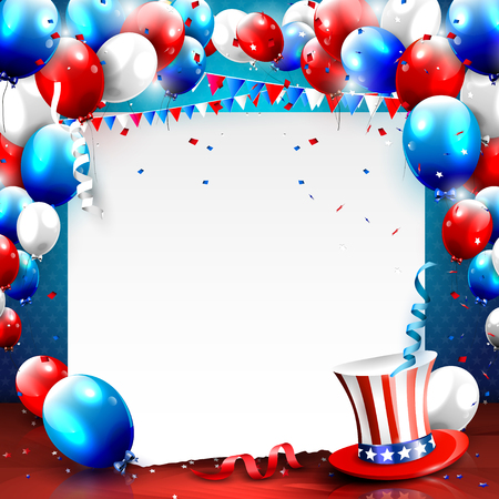 Independence day - vector background with empty paper and balloonsのイラスト素材