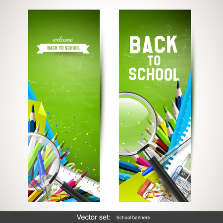 Vector set of two vertical school bannersのイラスト素材