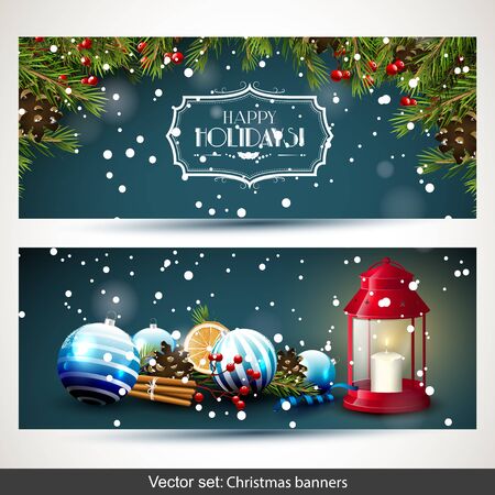 Vector set of two Christmas bannersのイラスト素材