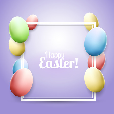 Cute Easter background with colorful Easter eggs.のイラスト素材