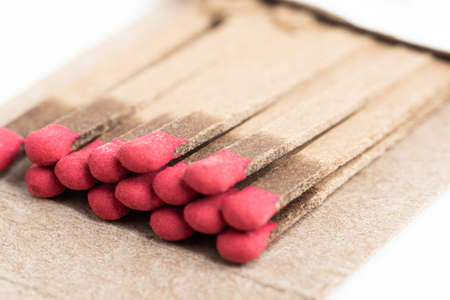 A macro shot of an open and partially used generic matchbook.の写真素材