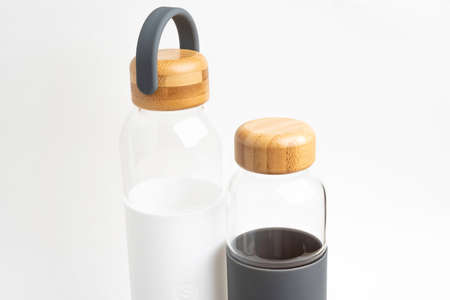 Vidalia, Georgia / USA - September 22, 2019: Two designs and sizes of SOMA water bottles with white...