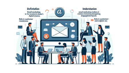 Business people working together in modern office. Teamwork concept. Flat vector illustration.のイラスト素材