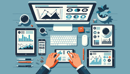 Flat design modern vector illustration concepts for business analysis and planning, consulting, team work, project management, financial report and strategy.のイラスト素材