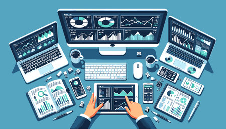 Flat design vector illustration concepts for business analysis and planning, consulting, team work, project management, financial report and strategy.のイラスト素材