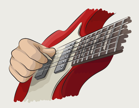 Playing guitar colored illustration.のイラスト素材