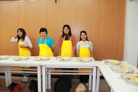 KIMCHI SCHOOL,KOREA - APRIL 06 :The unidentified tourists are travelling Learn how to make kimchi  のeditorial素材