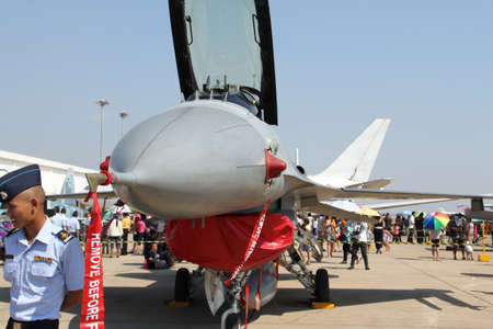 BANGKOK - JANUARY 14 : F-16 ADF on display at Don Muang Airshow, January 14, 2012, Don Muang...