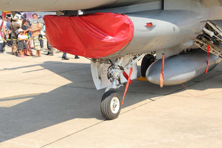 BANGKOK - JANUARY 14 : F-16 ADF on display at Don Muang Airshow, January 14, 2012, Don Muang Airport, Bangkok, Thailand.のeditorial素材