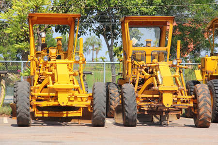 Stock image of motor grader working on road constructionの写真素材