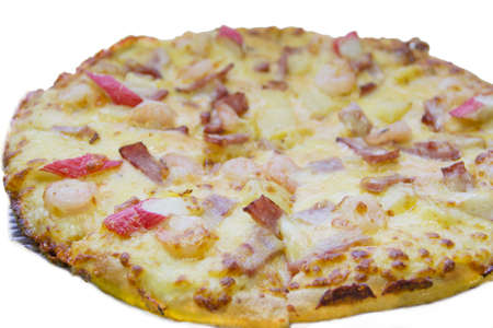 Tasty Italian pizza over whiteの写真素材