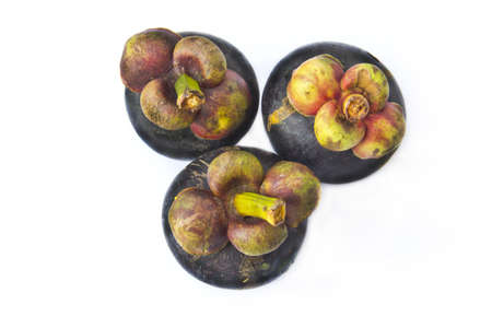 mangosteens isolate on white backgroundの写真素材