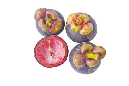 mangosteens isolate on white backgroundの写真素材