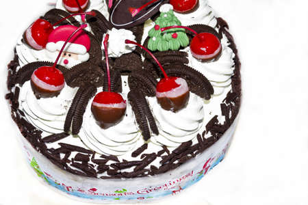 Chocolate cake isolated on white backgroundの写真素材