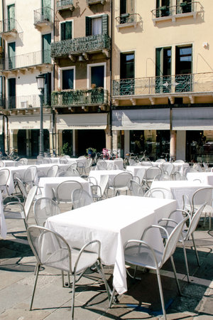 Empty restaurant in Venaziaの写真素材