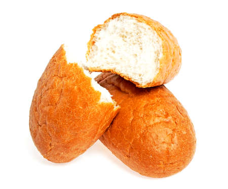 Wheat buns isolated on white backgroundの写真素材