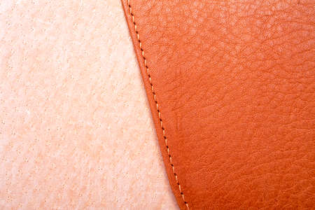 Brown leather label with seamの写真素材