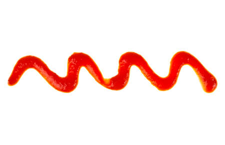 Tomato ketchup on a white backgroundの写真素材