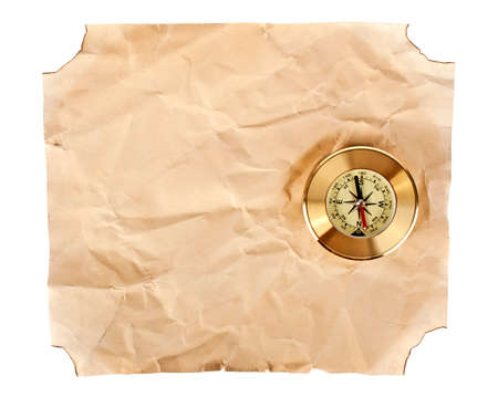 Old paper texture with compass on a white background