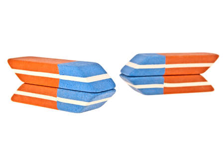 Erasers isolated on white backgroundの写真素材