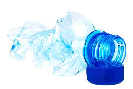 Used plastic bottle on a white backgroundの写真素材