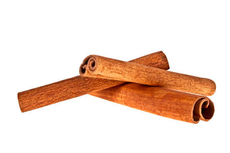 Fragrant cinnamon sticks isolated on white backgroundの写真素材