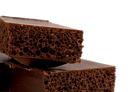 Porous dark chocolate, close-upの写真素材
